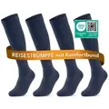 Produktbild: sockenkauf24 Stützkniestrümpfe Kompressionsstrümpfe Reisestrümpfe Stützstrümpfe mit Kompression (Jeans, 2-Paar, 39-42) aus Baumwolle für Damen & Herren mit Komfortbund blau 39-42