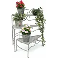 Produktbild: Dandibo - Blumentreppe Innen Metall Weiß Grau 55 Cm Blumenständer Mit 3 Ablagen 96125 Blumenständer Blumensäule Pflanzenständer Balkon Vintage