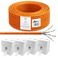 Produktbild: ARLI CAT 7 100m Verlegekabel Netzwerkkabel CAT.7 + 4x Cat6a Netzwerkdose LAN Halogenfrei Installationskabel S/FTP CAT7 PIMF Kabel Netzwerk Verkabelung Datenkabel AWG23/1 100 m Netzwerk Cat 6a Dose