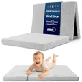 Produktbild: Klappmatratze Kinder Faltmatratze 60x120 cm - Faltbare Matratze Gästematratze Bodenmatratze Kinderzimmer klappbare Schlafmatratze Foldable Mattress Reisematratze faltbar Oeko-Tex 60 x 120 Hellgrau