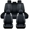 Produktbild: ELUTO Autositzauflage, Universal Luxus 5 Sitz Autositzbezüge Kunstleder Komplettset schwarz