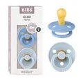 Produktbild: BIBS Colour Schnuller 2er-Pack, BPA-frei, Kirschform Nippel. Naturkautschuk/Latex, Hergestellt in Dänemark. Größe 1 | 0+ Monate | 2-Pack, Sky Blue/Baby Blue