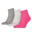 Produktbild: PUMA Unisex Plain 3p Quarter Socken, Middle Grey Melange / Pink, 35-38 EU