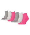 Produktbild: Puma unisex Quarter Sportsocken Kurzsocken Socken 271080001 6 Paar, Farbe:Mehrfarbig, Menge:6 Paar (2x 3er Pack), Größe:35-38, Artikel:271080001-656 middle grey melange/pink
