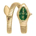 Produktbild: Just Cavalli Signature Snake Vetra - Damen-Armbanduhr Quarz Mode Armband und Gehäuse aus Edelstahl Farbe Gold Analoges Zifferblatt Grün - JC1L373M0035