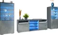 Produktbild: Vladon Wohnwand Granada, Anbauwand bestehend aus 2 Vitrinen und 1 TV-Board, Anthrazit matt/Beton Dunkel Optik inkl. LED-Beleuchtung (286 x 122,5 x 35 cm)