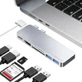Produktbild: iMounts USB C Hub Silber – HDMI, Thunderbolt, USB 3.0 & SD-Kartenleser Adapter für MacBook Air/Pro M2/M3/M4 (Silver)
