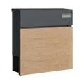 Produktbild: SCHARTEC® Briefkasten Holz hell mit Zeitungsfach Wandbriefkasten Postkasten