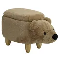 Produktbild: SVITA Animal Storage Kinderhocker Tierhocker mit Stauraum gepolsterter Hocker mit Holzbeinen Braun Tier-Motiv Bär