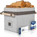 Produktbild: OAKAGE® Holzkorb für Kaminholz Groß [Integrierter Metallrahmen für Zusatzstabilität] Kaminholzkorb Filz Feuerholzkorb Brennholzkorb Kaminkorb Filzkorb | Korb Hellgrau