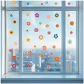 Produktbild: Yabaduu Fensterbilder 3x DIN A4 Bögen Fensterfolie Sticker für Kinder Badezimmer Kinderzimmer Wohnzimmer Aufkleber Fensteraufkleber wasserfest Y076 (13 Retro Blumen)