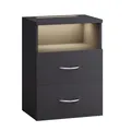 Produktbild: Casaria® Nachttisch Touch LED Beleuchtung 40x28x55cm Dimmbar Holz 2 Schubladen Boxspringbett Schlafzimmer Wohnzimmer Beistelltisch Nachtschrank Anthrazit