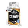 Produktbild: Magnesium Bisglycinat Kapseln hochdosiert, 1500 mg in nur 2 Kapseln davon 300 mg elementares Magnesium pro Tagesdosis, 120 vegane Kapseln für 2 Monate, ohne Zusatzstoffe, Made in Germany
