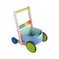 Produktbild: HABA 6432 - Lauflernwagen Farbenspaß, Lauflernhilfe aus Holz und Textil mit bunten Spielelementen, Transportfach für Spielsachen, Bremse und Gummirädern, ab 10 Monaten