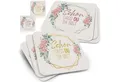 Produktbild: Funke & Brand Bierdeckel Schön, dass du da bist florales Design - 50x Ausgefallene Tisch-Deko