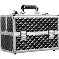 Produktbild: Yaheetech Schminkkoffer Alu Kosmetikkoffer Werkzeugkoffer Nagel Koffer Beauty Case 34,7 x 22,2 x 25 cm Schwarz/Silbern - Schwarz/Silber