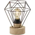 Produktbild: Fischer Leuchten - Retro Käfig Tisch Leuchte Rost Wohn Schlaf Zimmer Holz Lese Lampe Eiche Optik Fh-lighting 850072