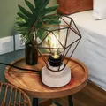 Produktbild: Vintage Käfig Tisch Leuchte rost Wohn Zimmer Beleuchtung Holz Lampe Eiche Optik