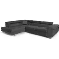 Produktbild: Torana - Ecksofa Aller L-form mit Schlaffunktion und Bettkasten in Dunkelgrau (Jasmine 96), Links Ottomane