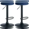 Produktbild: CLP 2er Set Barhocker Ponte Samt blau/Metall matt schwarz