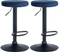 Produktbild: CLP 2er Set Barhocker Ponte Samt I Drehbarer Thekenhocker I Höhenverstellbarer Hocker I Küchenhocker mit Metallgestell, Farbe:blau, Material Gestell:Metall matt schwarz