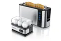 Produktbild: Arendo Frühstücks-Set (2-tlg), 2-Scheiben Langschlitz Toaster, 6er Eierkocher, Silber