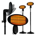 Produktbild: TroniTechnik® Quartz-Heizstrahler mit 3 Stufen, Standstrahler mit verstellbarer Teleskopstange und Kopf, 2000 Watt Terrasse