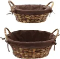 Produktbild: Brotkorb Dekokorb im 2er Set Mokka mit Griffen mit Textileinlage Wasserhyazinthe