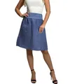 Produktbild: Mississhop 358 Damen Leinen Rock Sommerrock locker kurz Freizeit 100% Leinen 100% Leinenrock Strand Jeansblau