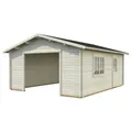 Produktbild: PALMAKO Blockbohlen-Garage, BxT: 450 x 550 cm (Außenmaße), Holz - grau
