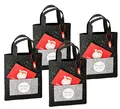 Produktbild: Filz Weihnachts Geschenktasche anthrazit - 4er Set - Geschenktüte mit Grußkarte - Stofftasche Flaschentüte Wichtelgeschenk