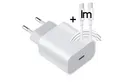 Produktbild: TradeNation Ladeset USB-C to C Kabel 1m 20W Schnellladegerät iPhone 15 Ladekabel Smartphone-Ladegerät (Ladegerät + Kabel, 100 cm USB C Kabel Ladegerät, iPhone 15, Huawei, Xiaomi, Samsung, HTC, LG)