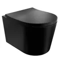 Produktbild: LAVITA Wand-WC Versoni Black Hänge Toilette Toilettendeckel mit Absenkautomatik & Metallscharniere Toiletten Spülrandlos Hängend Spülsystem TORNADO