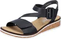 Produktbild: Rieker Damen Sandale Keilsandalette Klettverschluss V3660, Größe:41 EU, Farbe:Schwarz