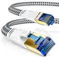 Produktbild: CSL - 10m CAT 8 Netzwerkkabel Flach und Dünn - Lan Kabel für 40 Gigabit High Speed, Internetkabel, Flachbandkabel, Verlegekabel - 40 Gbps Cat.8 RJ45 Kabel für Switch Router Modem PC, 10 Meter Weiss