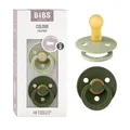 Produktbild: BIBS Colour Schnuller 2er-Pack, BPA-frei, Kirschform Nippel. Naturkautschuk/Latex, Hergestellt in Dänemark. Größe 2 | 6+ Monate | 2-Pack, Sage/Hunter Green
