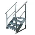 Produktbild: Kaminbau Mierzwa Premium Treppe Freistehend 4 Stufen beidseitigem Geländer (Breite 600 mm) (Höhe 76cm) Wetterfest Gitterroststufe Gartentreppe