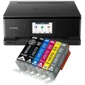 Produktbild: Canon PIXMA TS8750 Tintenstrahl Multifunktionsdrucker schwarz mit 6 kompatiblen XXL Patronen - Schwarz
