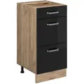Produktbild: Küchenschrank R-Line, Schwarz Hochglanz, 40 cm mit Schubladen, ohne Arbeitsplatte Vicco
