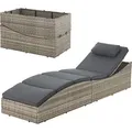 Produktbild: Juskys Sonnenliege Lamia klappbar - Polyrattan Gartenliege mit Auflage - Grau - Grau