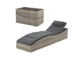 Produktbild: Juskys Sonnenliege Lamia klappbar - Polyrattan Gartenliege mit Auflage - Outdoor Liege Grau-meliert