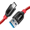 Produktbild: Anker PowerLine+ 90cm USB Kabel auf USB C Kabel 3.0, sehr Beständig für USB Typ C Geräte Inklusive iPhone 16/15, Galaxy Note 10/Note 9/S10+/S10, Huawei, LG V30, Smartphone usw. (Rot)