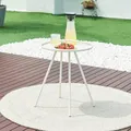 Produktbild: [en.casa] Beistelltisch Outdoor Fosen mit Tragegriff Kaffeetisch Gartentisch 55 x Ø 42 cm Balkontisch Terassentisch rund Grilltisch Sofatisch Nebentisch Stahl Weiß