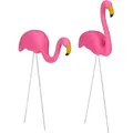 Produktbild: 6 X Flamingo Figur, Niedliche Gartendeko, Tropisches Flair, Teichfiguren Kunststoff, Metall, Dekofigur 2 Größen, Pink