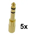 Produktbild: 5x Klinkenadapter 6,3mm / 3,5mm - Stecker Kupplung VERGOLDET - Kopfhöreradapter
