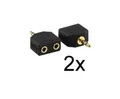 Produktbild: 2x Y-Adapter Klinke Stecker 3,5 mm / 2 Klinken Kupplungen für Kopfhörer - GOLD