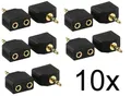 Produktbild: 10x KlinkenAdapter VERGOLDET Stecker 3,5 mm / 2 Klinkenkupplungen / Handy Tablet
