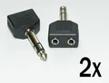 Produktbild: 2x Y - Klinkenadapter 6,3mm / 3,5mm - Stecker 2x Kupplung - Kopfhöreradapter
