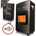 Produktbild: TroniTechnik® Gasheizer Gasheizofen Heizstrahler 4,2 kW Gas Heizung inkl. Gasdruckregler & Gasschlauch 3 Heizstufen 4200W - Schwarz