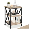 Produktbild: tectake® Industrial Möbel, Beistelltisch Holz und Metall, Schlafzimmer Nachttisch mit 3 Ebenen, Couchtisch, Wohnzimmertisch, Beistelltisch Couch (Industrial Holz hell, Eiche Sonoma)